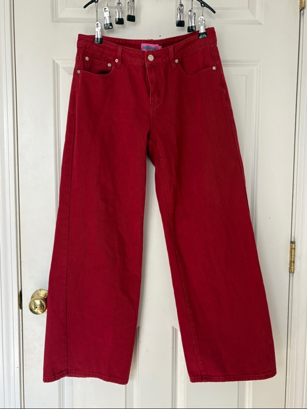 MUST GO! Edikted Wide Leg Red Jeans